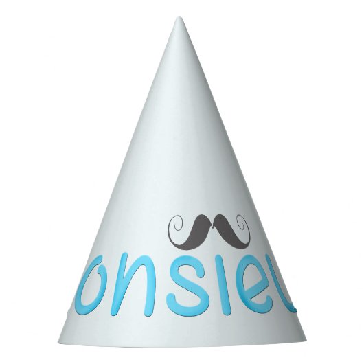 MONSIEUR Fun French Quote & Mustache - Blau - Partyhütchen (Vorderseite)
