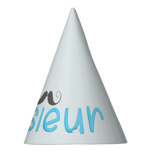 MONSIEUR Fun French Quote & Mustache - Blau - Partyhütchen (Rechts)
