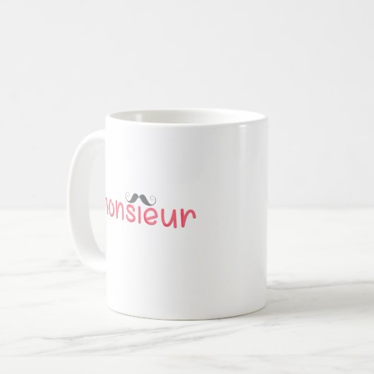 MONSIEUR Fun French Quote & Mustache - Red Kaffeetasse (Vorderseite Links)