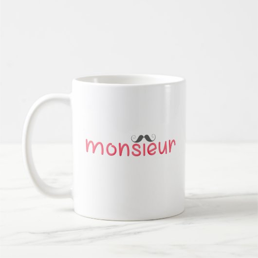 MONSIEUR Fun French Quote & Mustache - Red Kaffeetasse (Links)