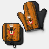 Monsieur Guru Ofenhandschuh & Topflappen-Set (Vorderseite/Rückseite)