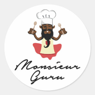 Monsieur Guru Runder Aufkleber
