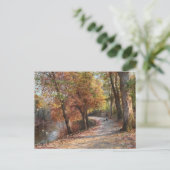 Monsted - Herbsttag, Schwäne, Frau, Hund Kunstkuns Postkarte (Stehend Vorderseite)