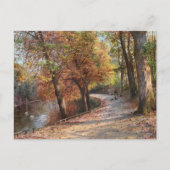 Monsted - Herbsttag, Schwäne, Frau, Hund Kunstkuns Postkarte (Vorderseite)