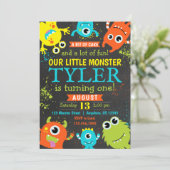 Monster 1. Geburtstag Party Einladung (Stehend Vorderseite)