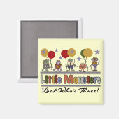 Monster 3. Geburtstag - Hemden und Geschenke Magnet (Vorderseite/Rückseite)