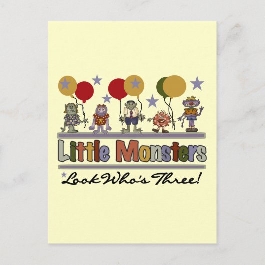 Monster 3. Geburtstag - Hemden und Geschenke Postkarte (Vorderseite)
