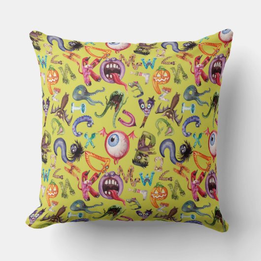 Monster-Alphabet-Muster Kissen (Vorderseite)