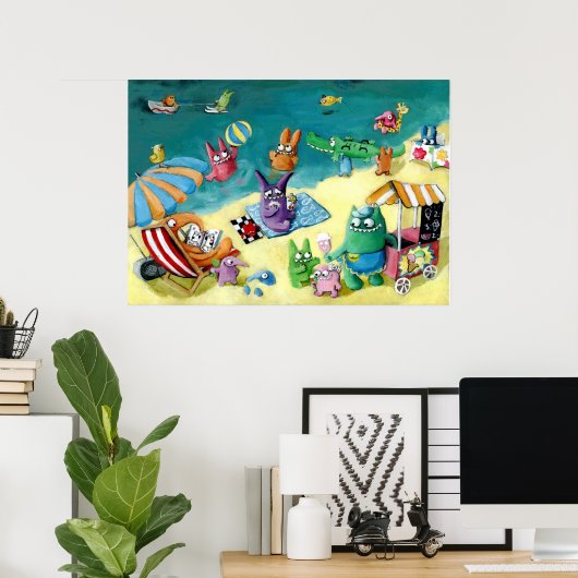 Monster am Strand Poster (Heimbüro)
