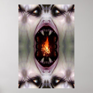 Monster an der Feuerstelle Poster