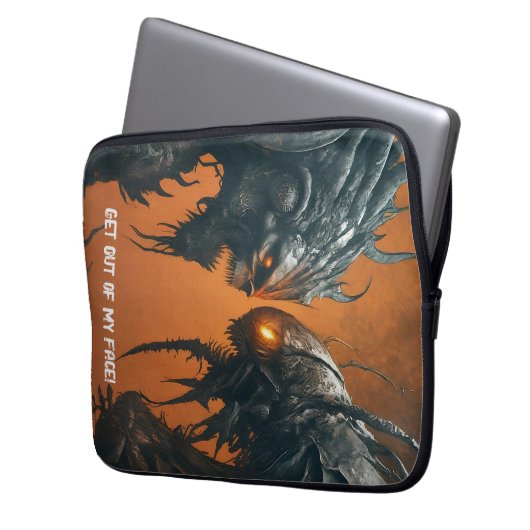 Monster Angry Face-Off Laptopschutzhülle (Vorderseite Links)