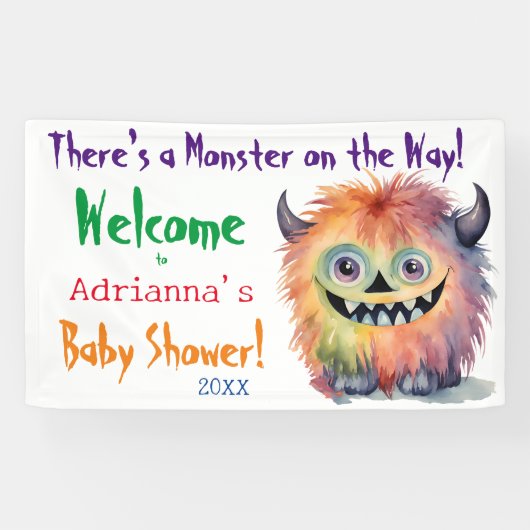 Monster auf der Way Baby Dusche Banner (Horizontal)