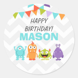 Monster-Aufkleber Cupcake Topper Umschlag Aufklebe Runder Aufkleber