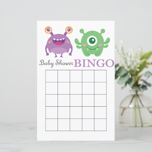 Monster Baby Dusche Bingcard (Stehend Vorderseite)