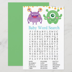 Monster Baby Shooter Word Search Game