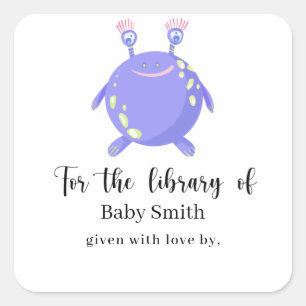 Monster - Babyduschbibliothek Quadratischer Aufkleber
