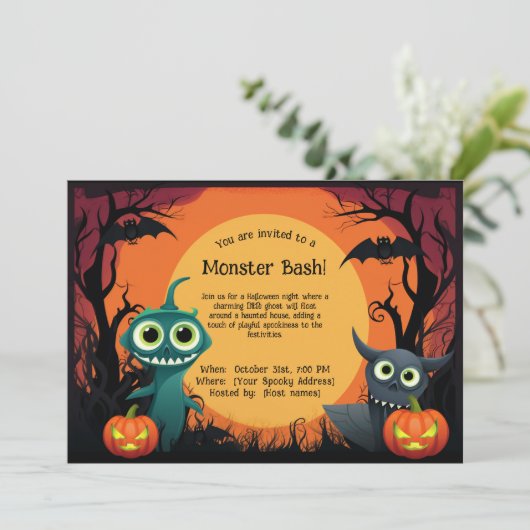 👻 Monster Bash! Einladung (Stehend Vorderseite)