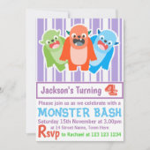Monster Bash Farbenfrohe Freude Custom Kindergebur Einladung (Vorderseite)