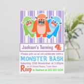 Monster Bash Farbenfrohe Freude Custom Kindergebur Einladung (Stehend Vorderseite)