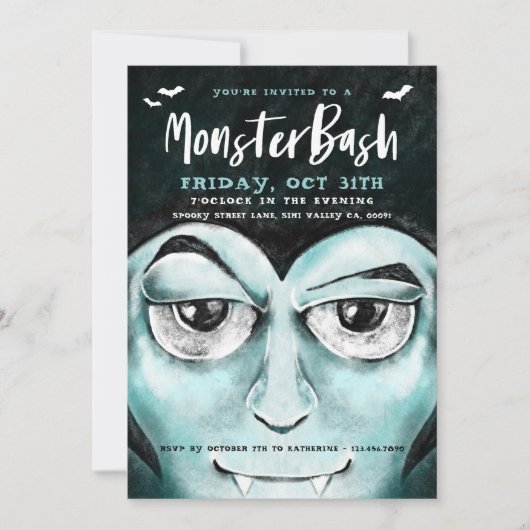 Monster Bash Fun Spooky Vampire Halloween Party Einladung (Vorderseite)
