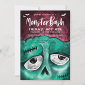 Monster Bash Fun Spooky Zombie Halloween Party Einladung (Vorderseite)