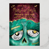 Monster Bash Fun Spooky Zombie Halloween Party Folieneinladung (Vorderseite)