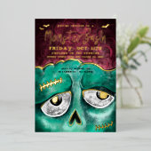 Monster Bash Fun Spooky Zombie Halloween Party Folieneinladung (Stehend vorne)