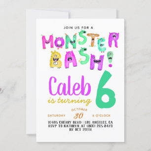 Monster Bash Geburtstagseinladung Einladung