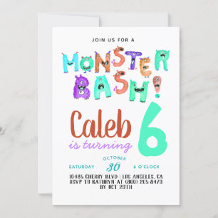 Monster Bash Geburtstagseinladung Einladung