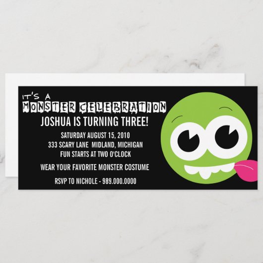 Monster Bash Geburtstagsparty Einladungen (Vorne/Hinten)