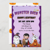 Monster Bash, Halloween birthday Einladung (Vorne/Hinten)