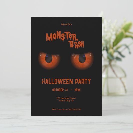 Monster Bash Halloween Einladung (Stehend Vorderseite)