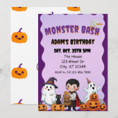 Monster Bash, Halloween-Geburtstag Einladung (Vorne/Hinten)