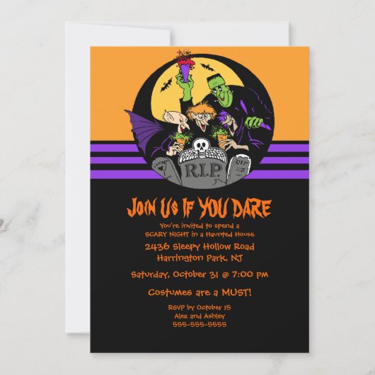 Monster Bash Halloween-Party Einladung (Vorderseite)