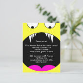 Monster Bash Halloween-Party Einladung (gelb) (Stehend Vorderseite)