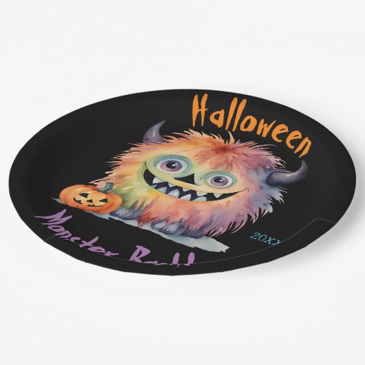 Monster Bash Halloween-Party Pappteller (Schrägansicht)