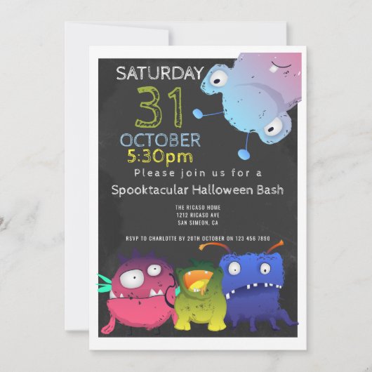 Monster Bash Halloween-Party Personalisiert Einladung (Vorderseite)