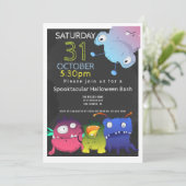Monster Bash Halloween-Party Personalisiert Einladung (Stehend Vorderseite)