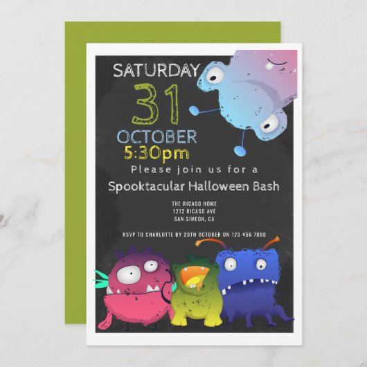 Monster Bash Halloween-Party Personalisiert Einladung (Vorne/Hinten)