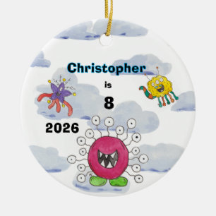 Monster-Bash-in-Clouds-Geburtstags-Andenken-Orname Keramik Ornament