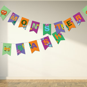 Monster Bash Kids Halloween Dekoration Banner Fahn