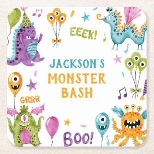 Monster Bash Kleines Monster Geburtstagsparty Rechteckiger Pappuntersetzer