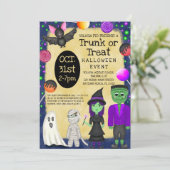 Monster Bash Kostüm Halloween Trunk oder Leckerei Einladung (Stehend Vorderseite)