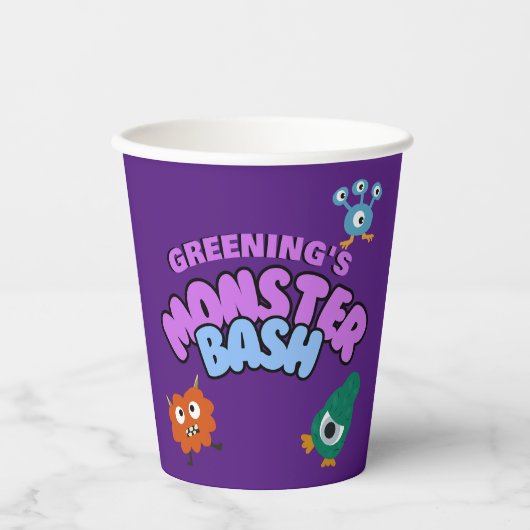 Monster Bash Party Cup Halloween Kindergeschirr Pappbecher (Vorderseite)