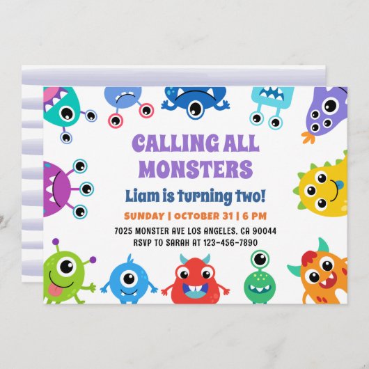 Monster Bash Party laden Einladung (Vorne/Hinten)