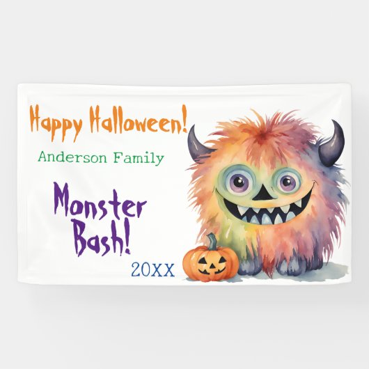 Monster Bash Personalisiertes Halloween-Party Banner (Horizontal)