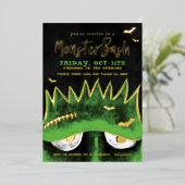 Monster Bash | Spooky Frankenstein Halloween-Party Folieneinladung (Stehend vorne)