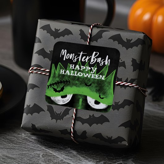 Monster Bash | Spooky Frankenstein Halloween-Party Quadratischer Aufkleber