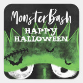 Monster Bash | Spooky Frankenstein Halloween-Party Quadratischer Aufkleber (Vorderseite)