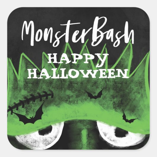 Monster Bash | Spooky Frankenstein Halloween-Party Quadratischer Aufkleber (Vorderseite)